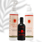 A bright product photo shows off the Vigor Roots Style Bundle: everything you need for a hydrated, healthy, gorgeous crown. The package includes the Revive & Thrive Hair Mist moisturizing spray, the Curl Hydrator Leave-In Conditioner, and the OG fave: Root22Serum to keep your scalp healthy and happy.